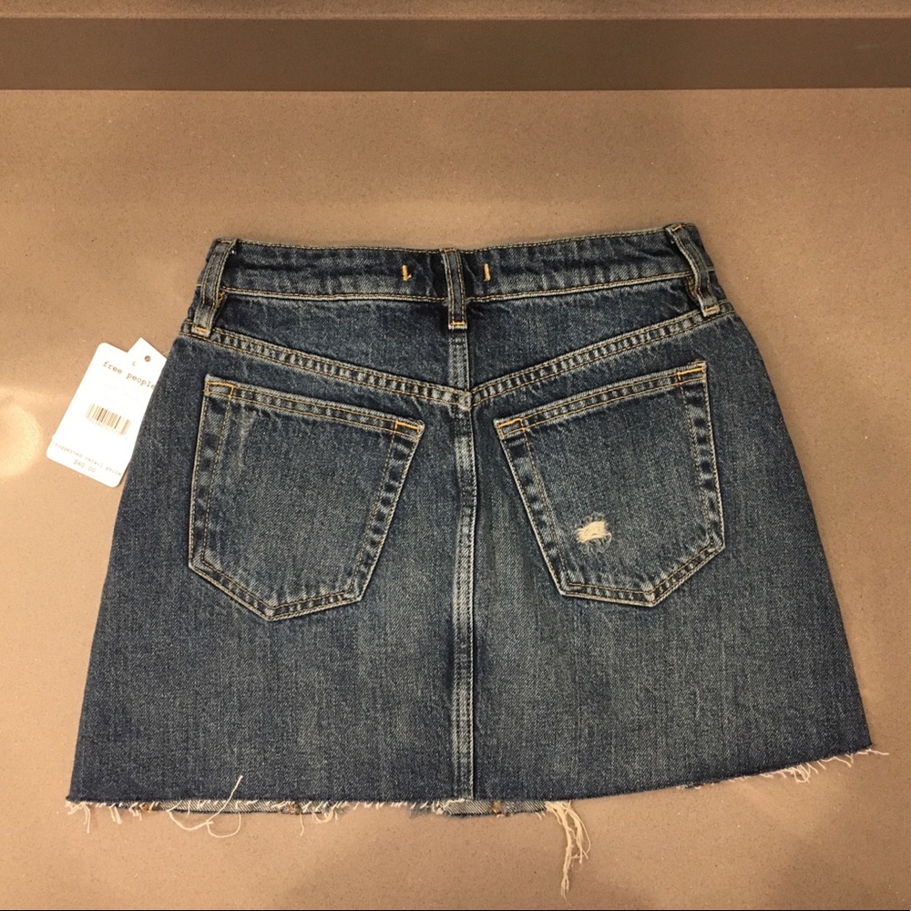 NWT Free People A-line Medium Wash Denim Skirt - Picture 4 of 8